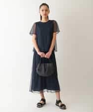 RBKFB31270 HIROKO BIS(ヒロコ ビス) マジョリカプリーツシアーブラウス /洗える ネイビー