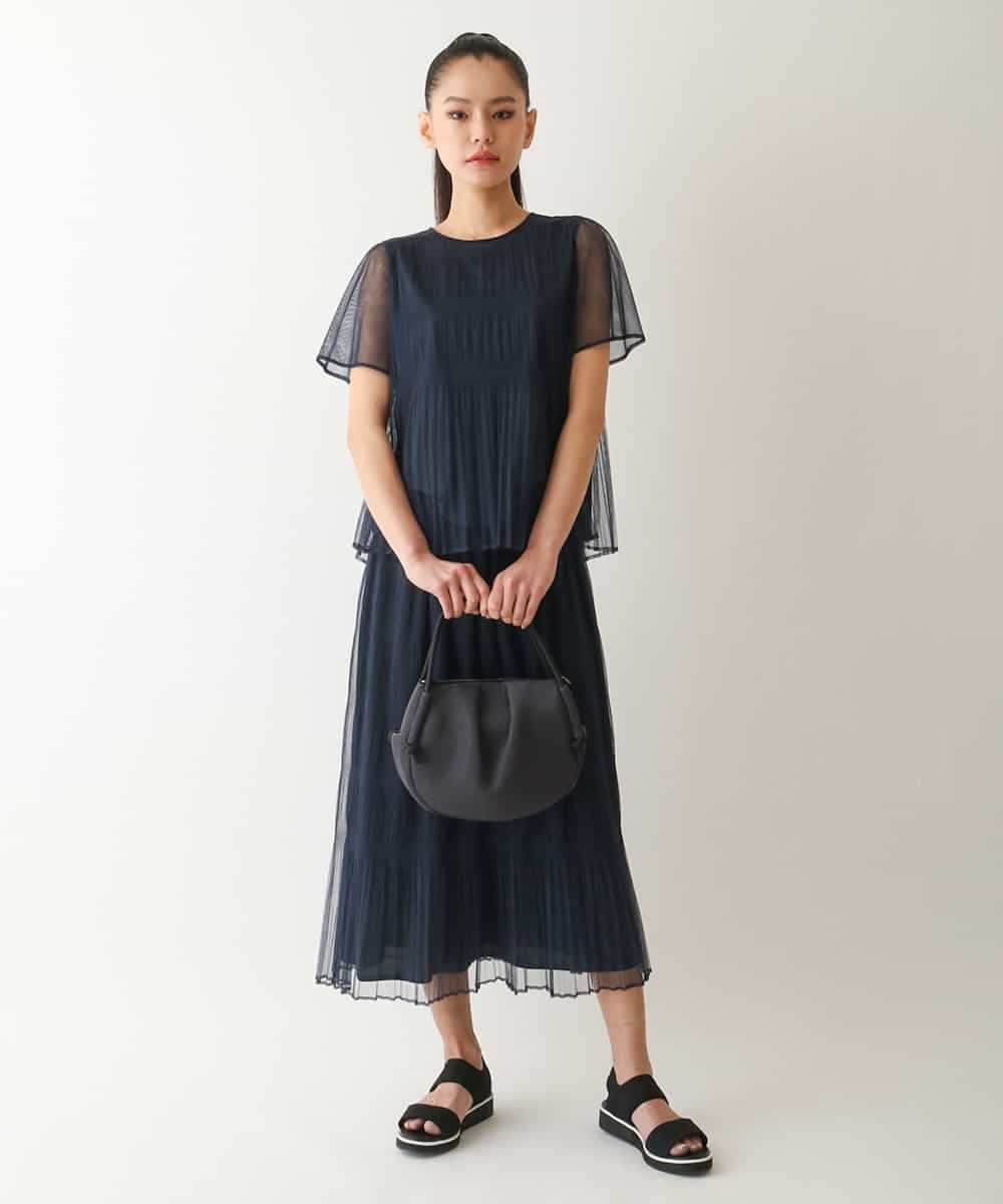 RBKFB31270 HIROKO BIS(ヒロコ ビス) マジョリカプリーツシアーブラウス /洗える ネイビー