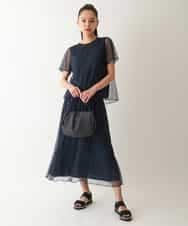 RBKFB31270 HIROKO BIS(ヒロコ ビス) マジョリカプリーツシアーブラウス /洗える ネイビー