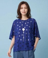 RBKFB40240 HIROKO BIS(ヒロコ ビス) ドットシアードルマンカットソー /洗える ブルー