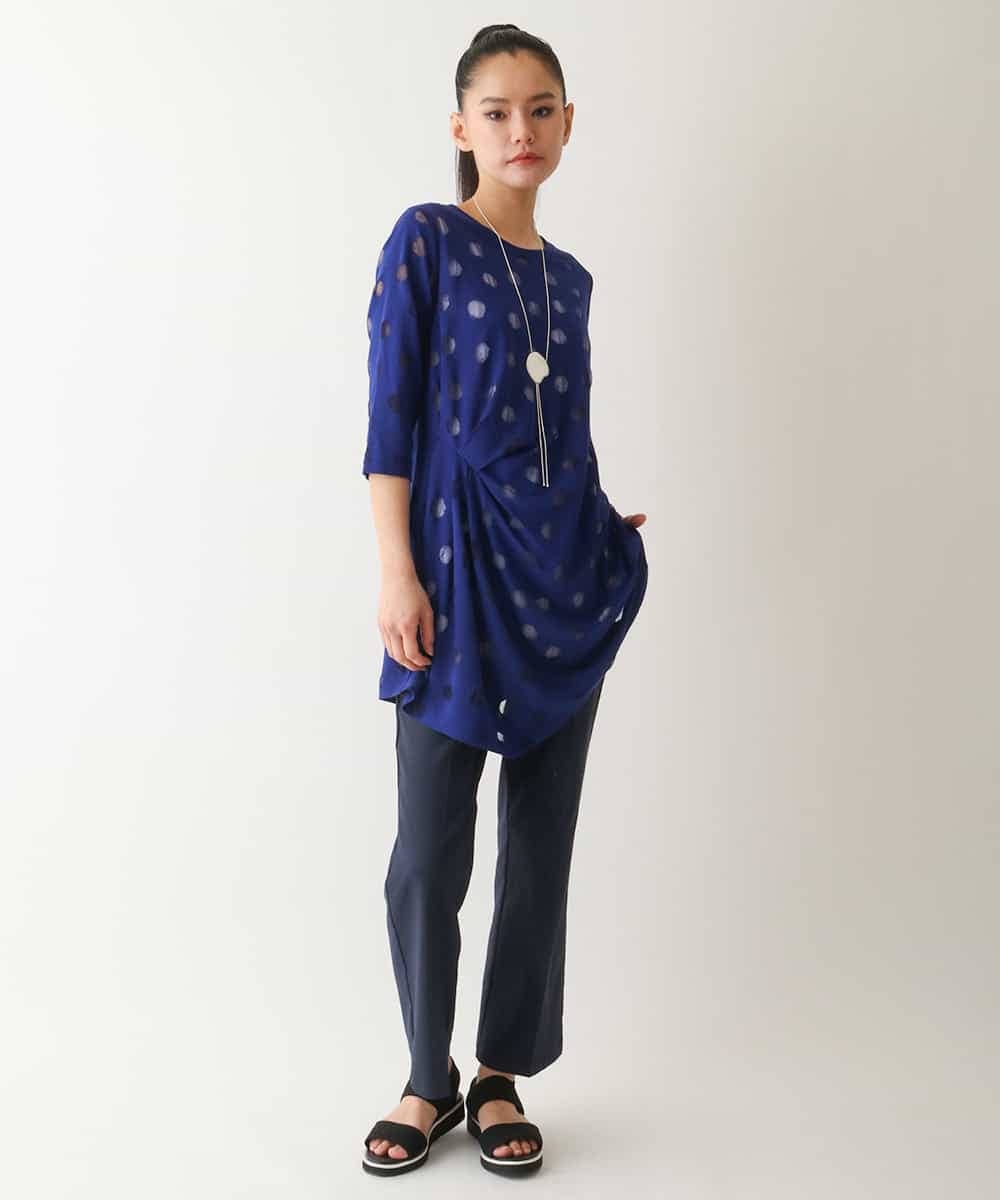 RBKFB41250 HIROKO BIS(ヒロコ ビス) ドットシアータックデザインチュニック /洗える ブルー