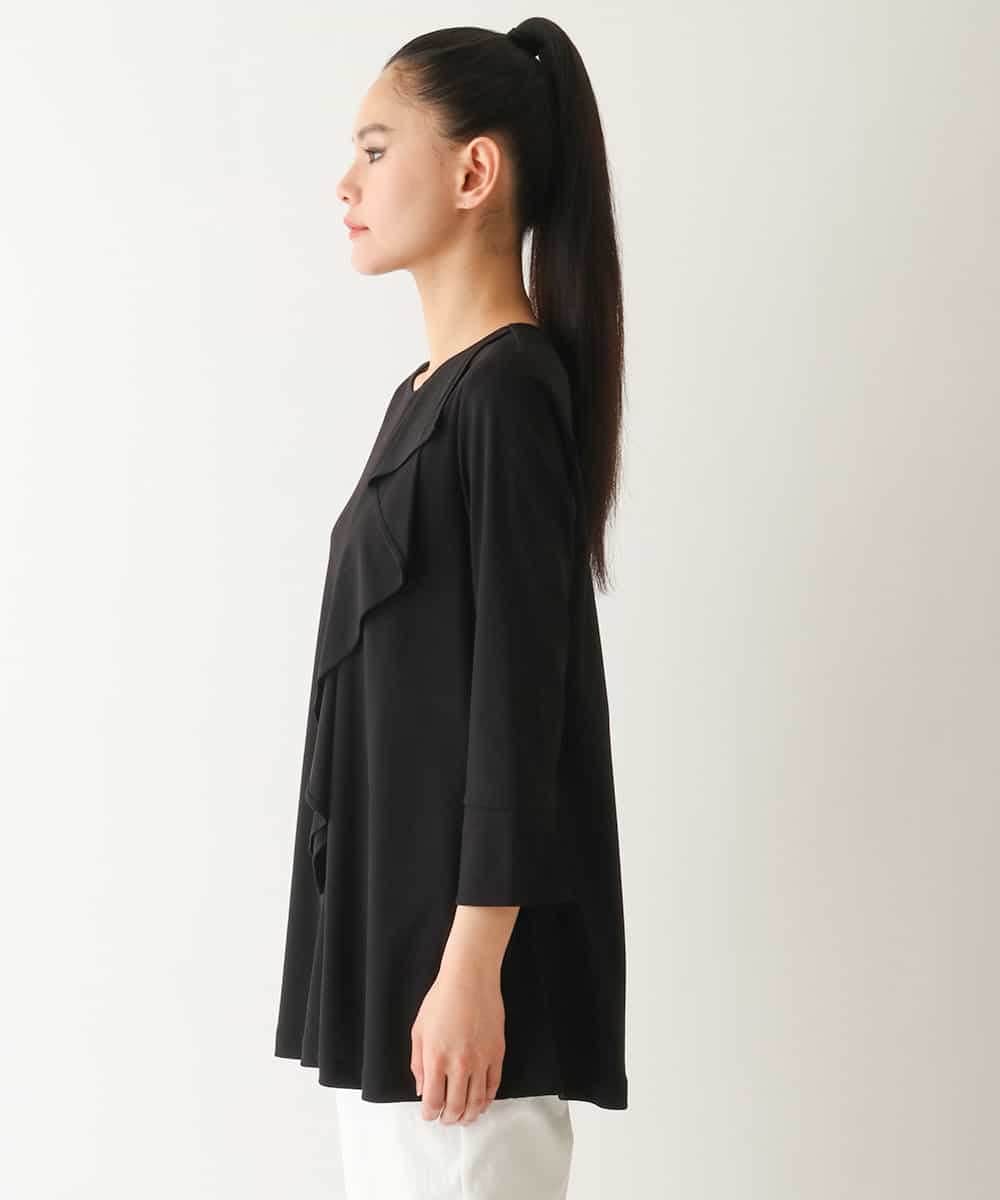 RBKFB44230 HIROKO BIS(ヒロコ ビス) アシンメトリーフリルデザインチュニック /洗える ブラック