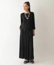 RBKFB44230 HIROKO BIS(ヒロコ ビス) アシンメトリーフリルデザインチュニック /洗える ブラック