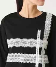 RBKFD31190 HIROKO BIS(ヒロコ ビス) レーステープデザインコットンカットソー ブラック