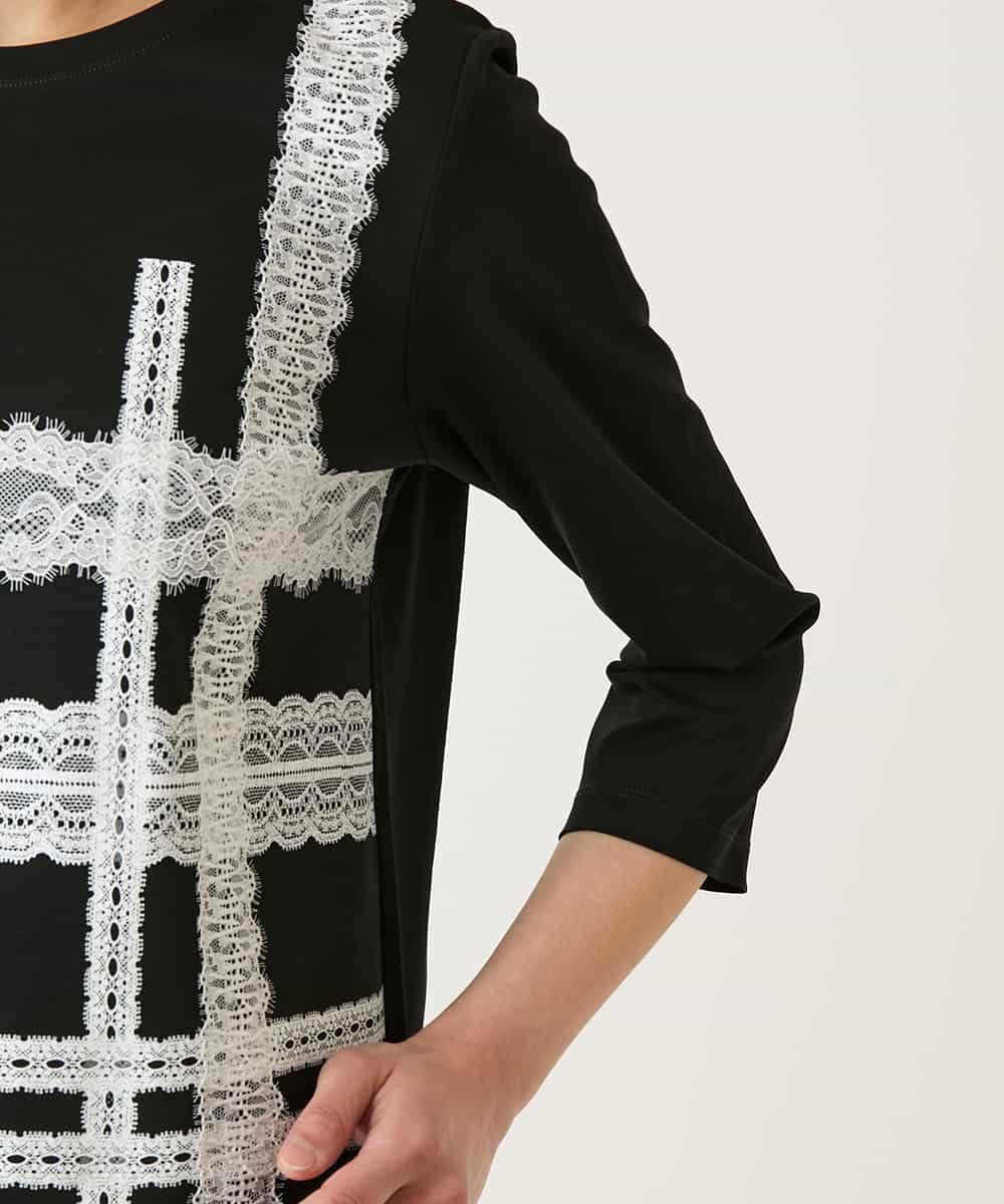 RBKFD31190 HIROKO BIS(ヒロコ ビス) レーステープデザインコットンカットソー ブラック