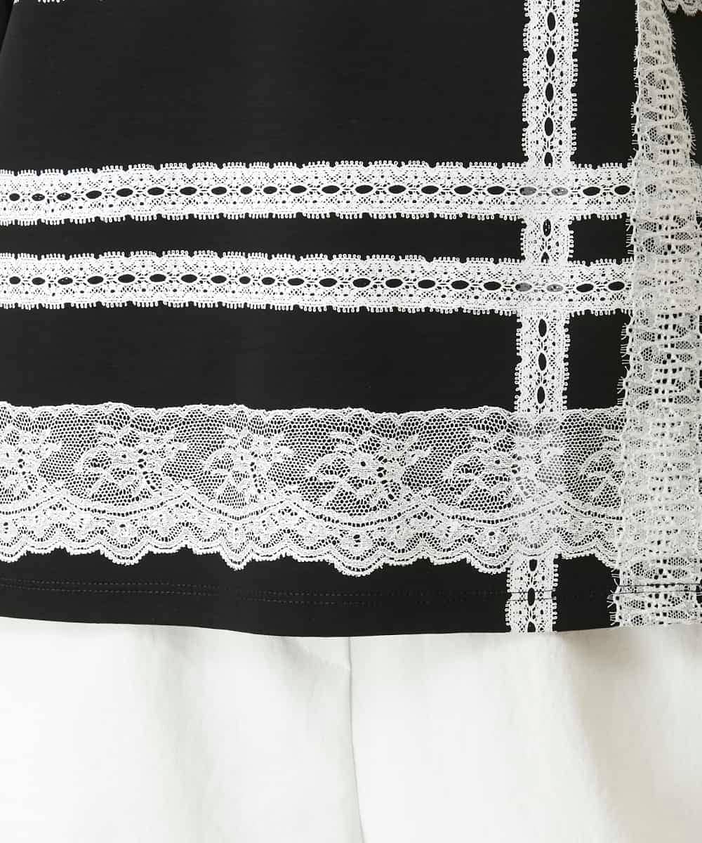 RBKFD31190 HIROKO BIS(ヒロコ ビス) レーステープデザインコットンカットソー ブラック