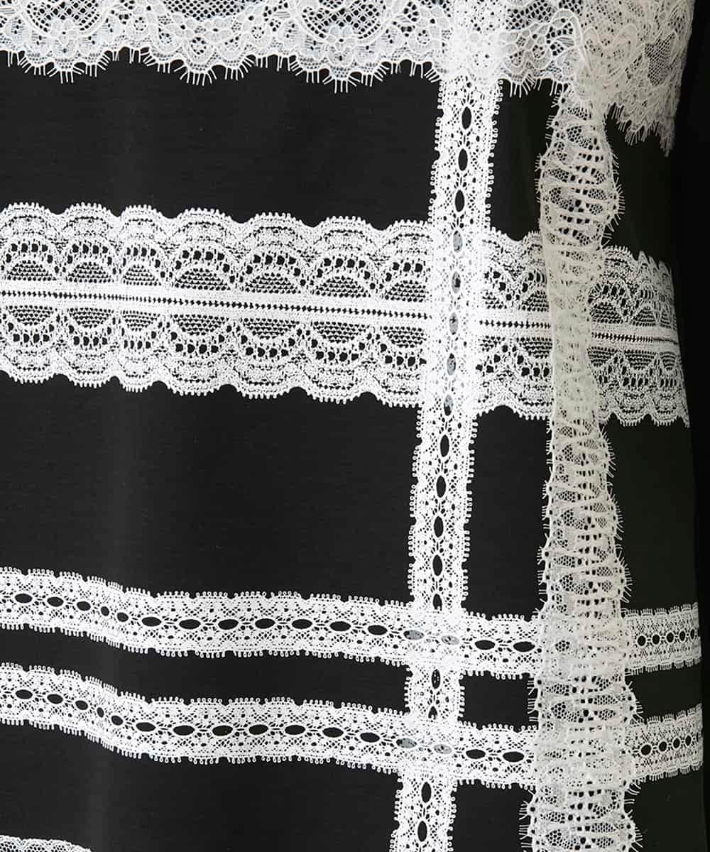 RBKFD31190 HIROKO BIS(ヒロコ ビス) レーステープデザインコットンカットソー ブラック