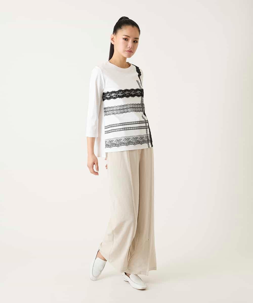 RBKFD31190 HIROKO BIS(ヒロコ ビス) レーステープデザインコットンカットソー ブラック