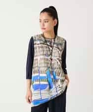 RBKFD36260 HIROKO BIS(ヒロコ ビス) グラフィカルプリントチュニックプルオーバー ブルー