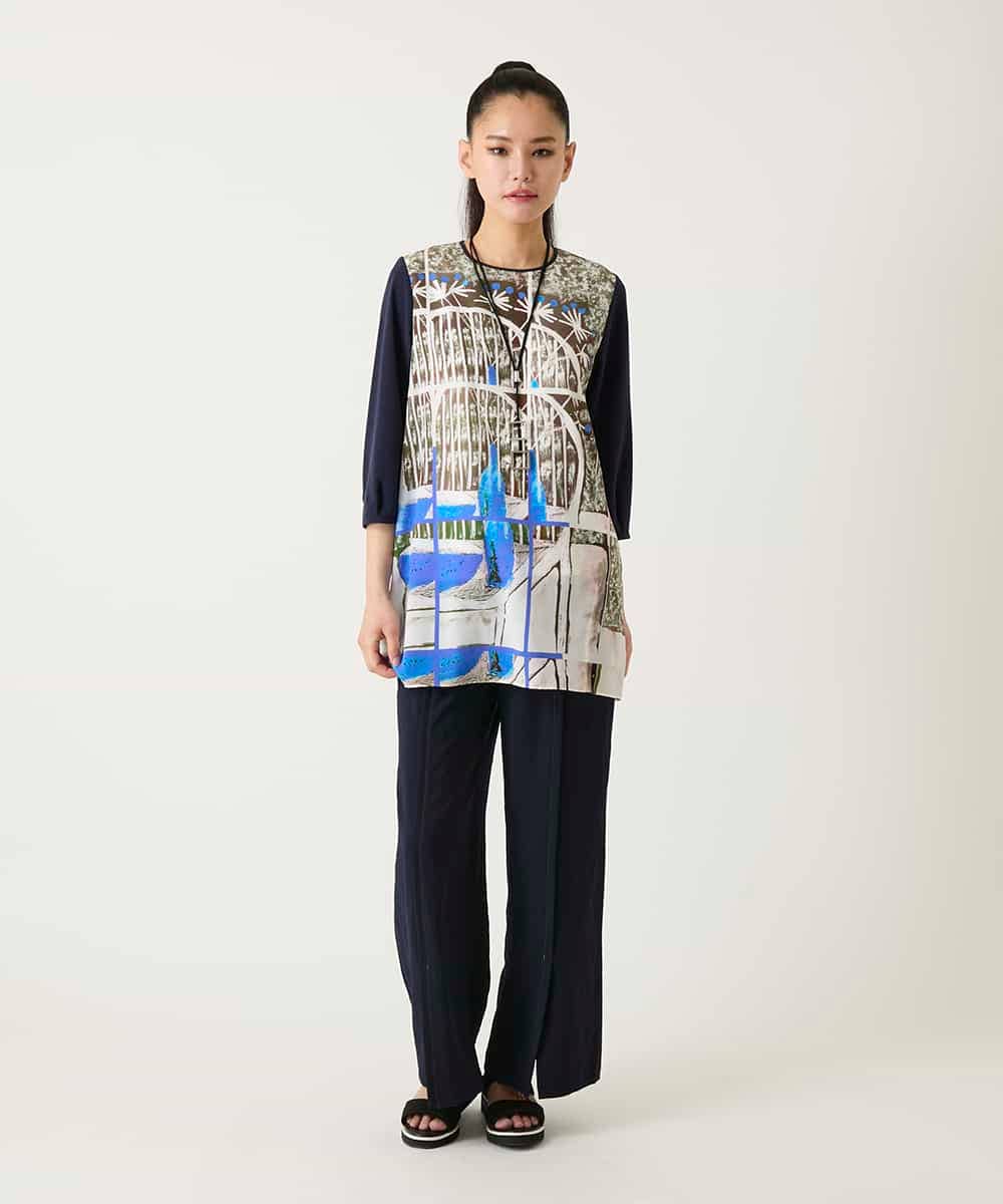 RBKFD36260 HIROKO BIS(ヒロコ ビス) グラフィカルプリントチュニックプルオーバー ブルー