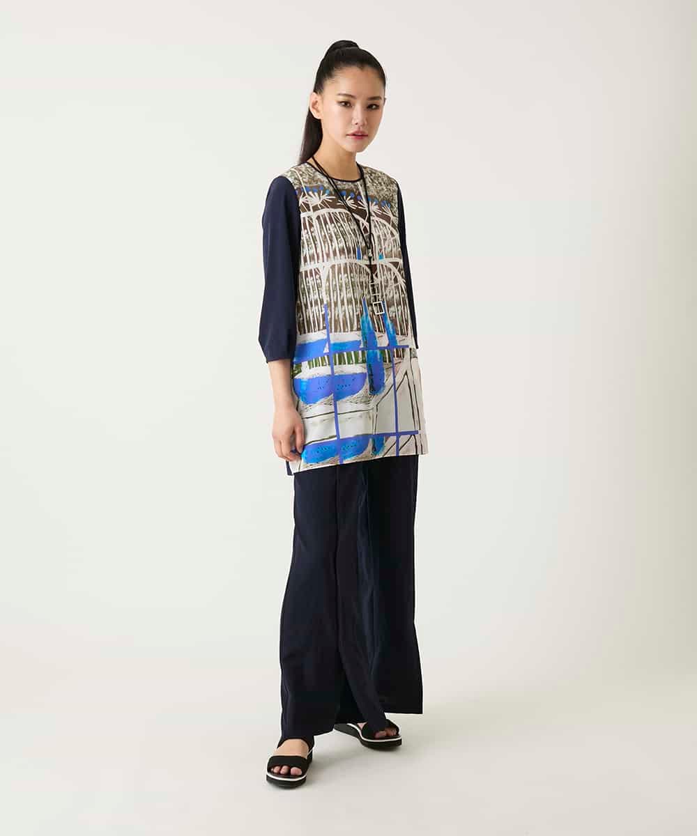 RBKFD36260 HIROKO BIS(ヒロコ ビス) グラフィカルプリントチュニックプルオーバー ブルー