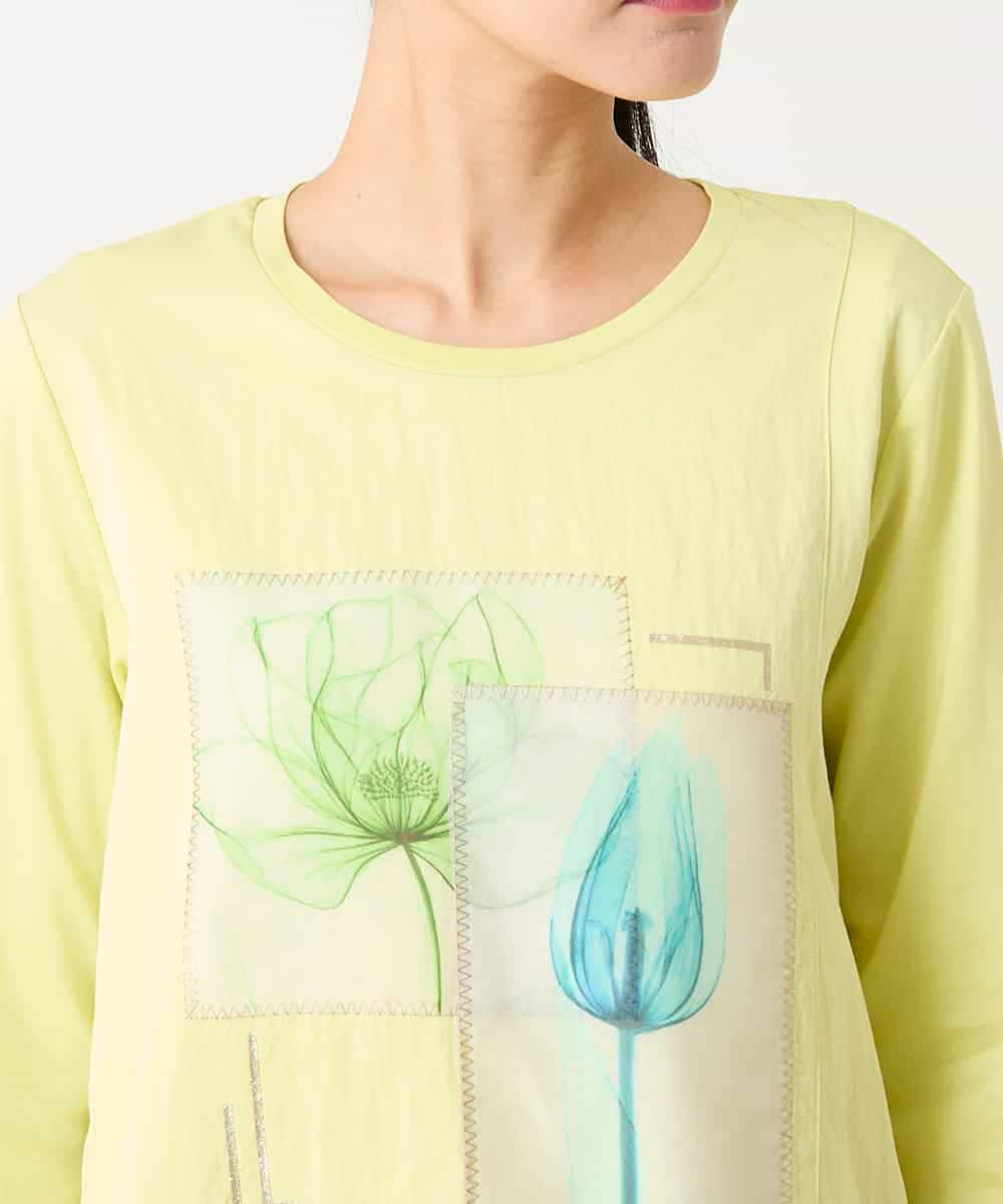 RBKFD38260 HIROKO BIS(ヒロコ ビス) 異素材ジョイントコラージュデザインカットソー イエロー