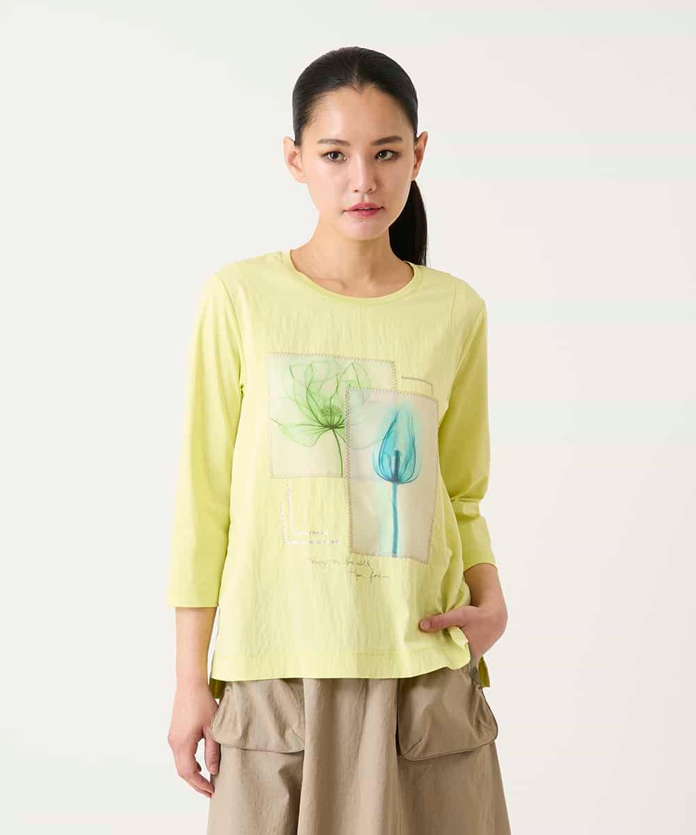 RBKFD38260 HIROKO BIS(ヒロコ ビス) 異素材ジョイントコラージュデザインカットソー イエロー