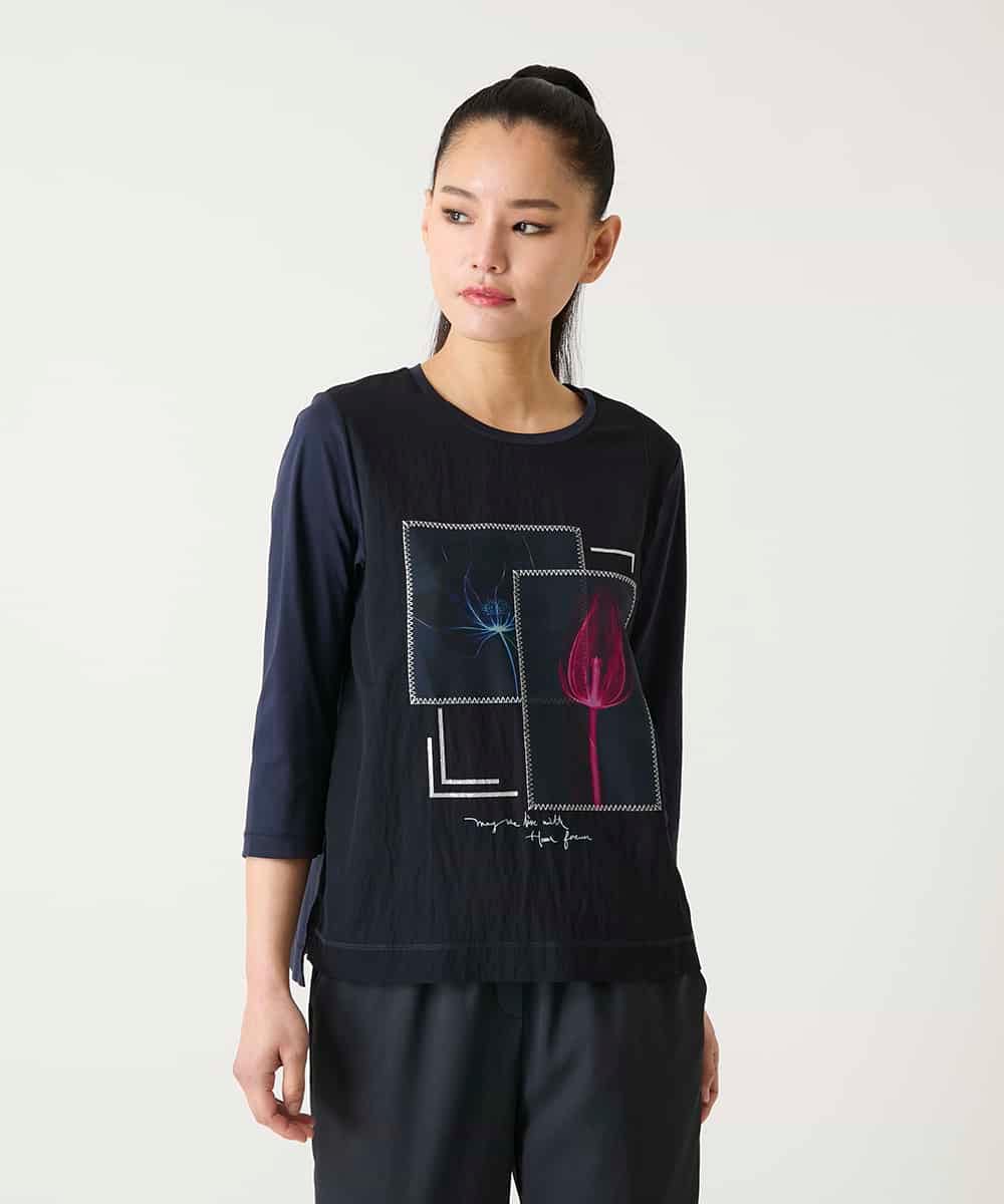 RBKFD38260 HIROKO BIS(ヒロコ ビス) 異素材ジョイントコラージュデザインカットソー イエロー