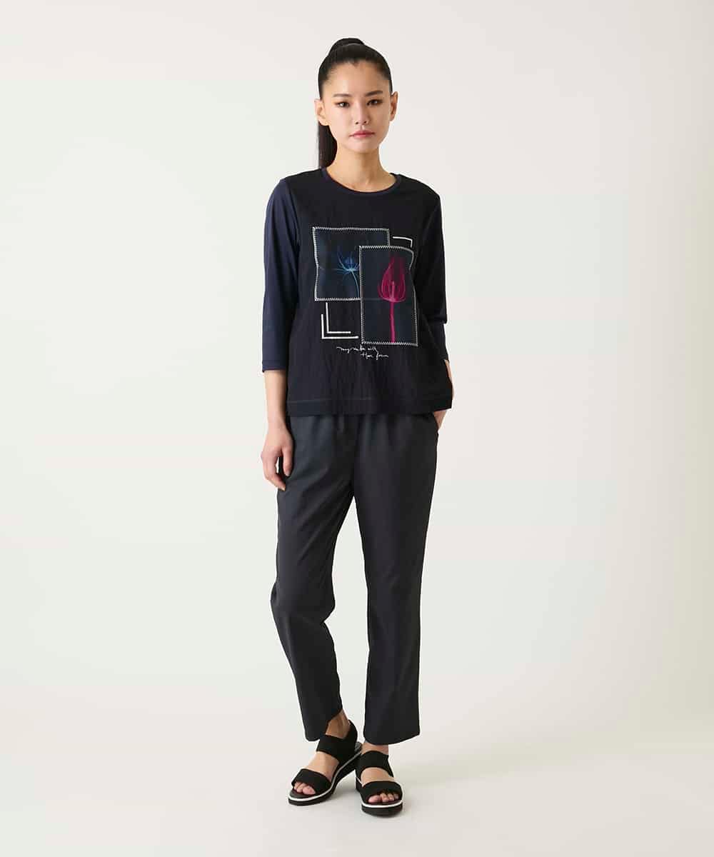 RBKFD38260 HIROKO BIS(ヒロコ ビス) 異素材ジョイントコラージュデザインカットソー イエロー