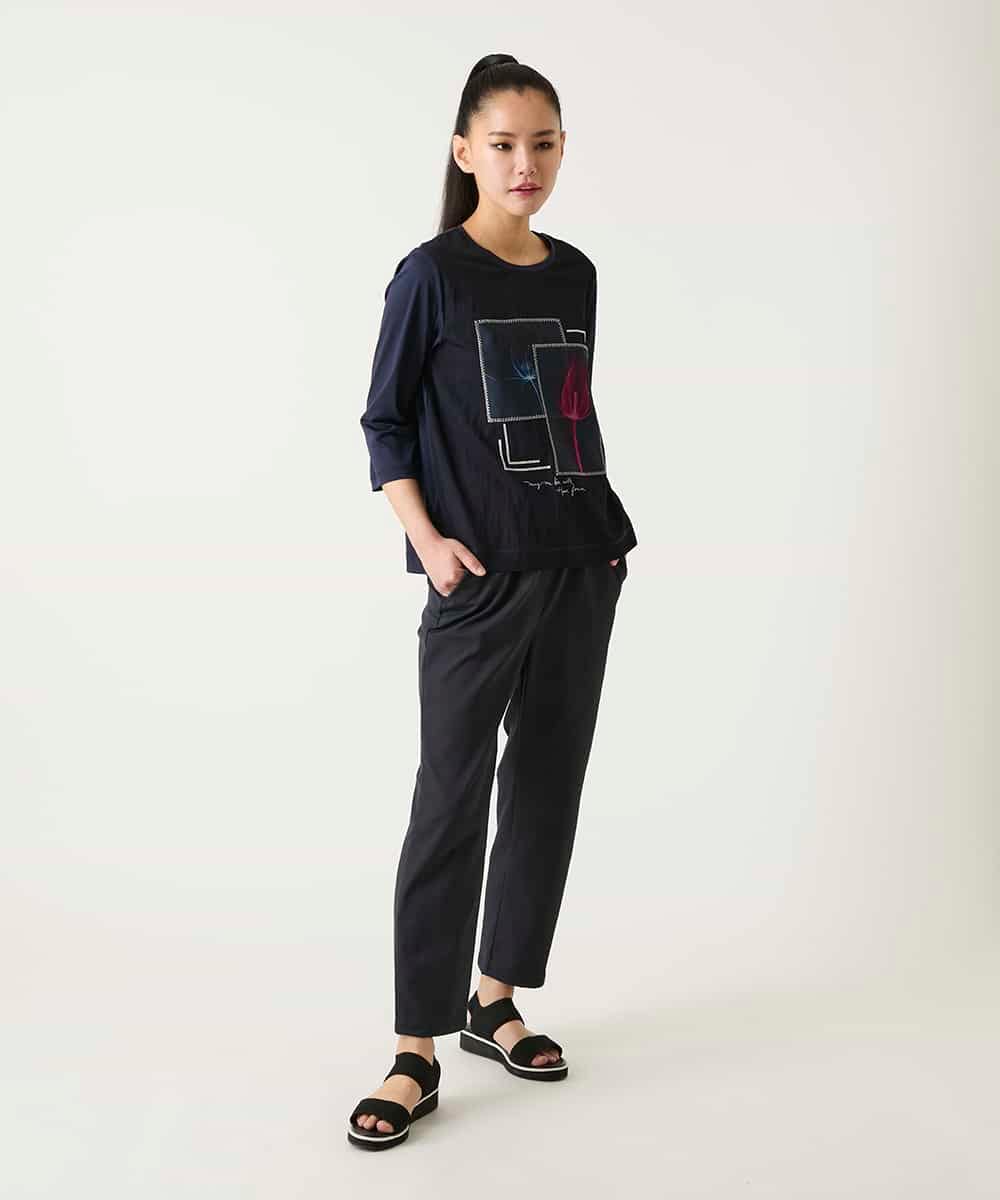 RBKFD38260 HIROKO BIS(ヒロコ ビス) 異素材ジョイントコラージュデザインカットソー イエロー