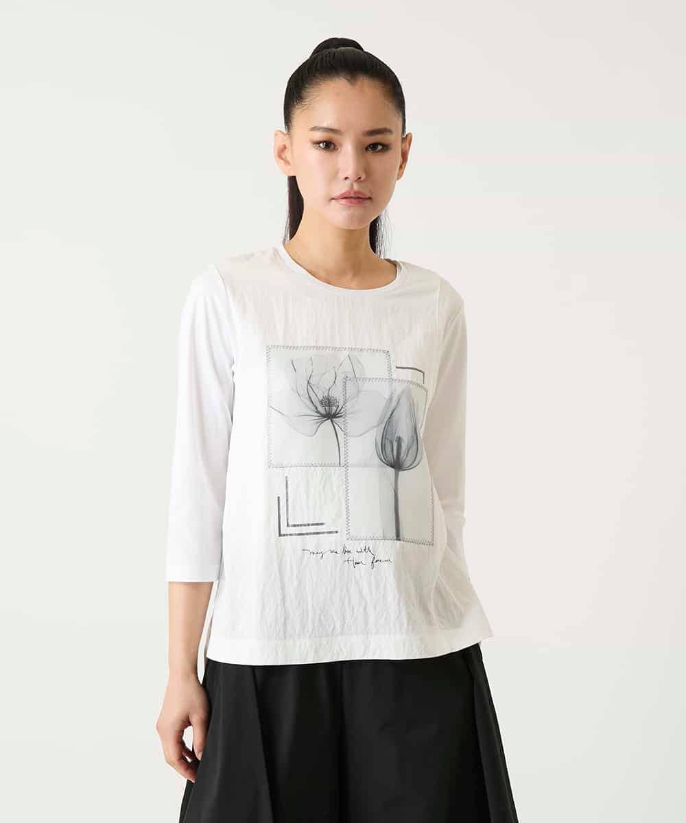 RBKFD38260 HIROKO BIS(ヒロコ ビス) 異素材ジョイントコラージュデザインカットソー イエロー