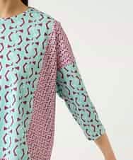 RBKFD40190 HIROKO BIS(ヒロコ ビス) 幾何デザインボックスシルエットブラウス グリーン