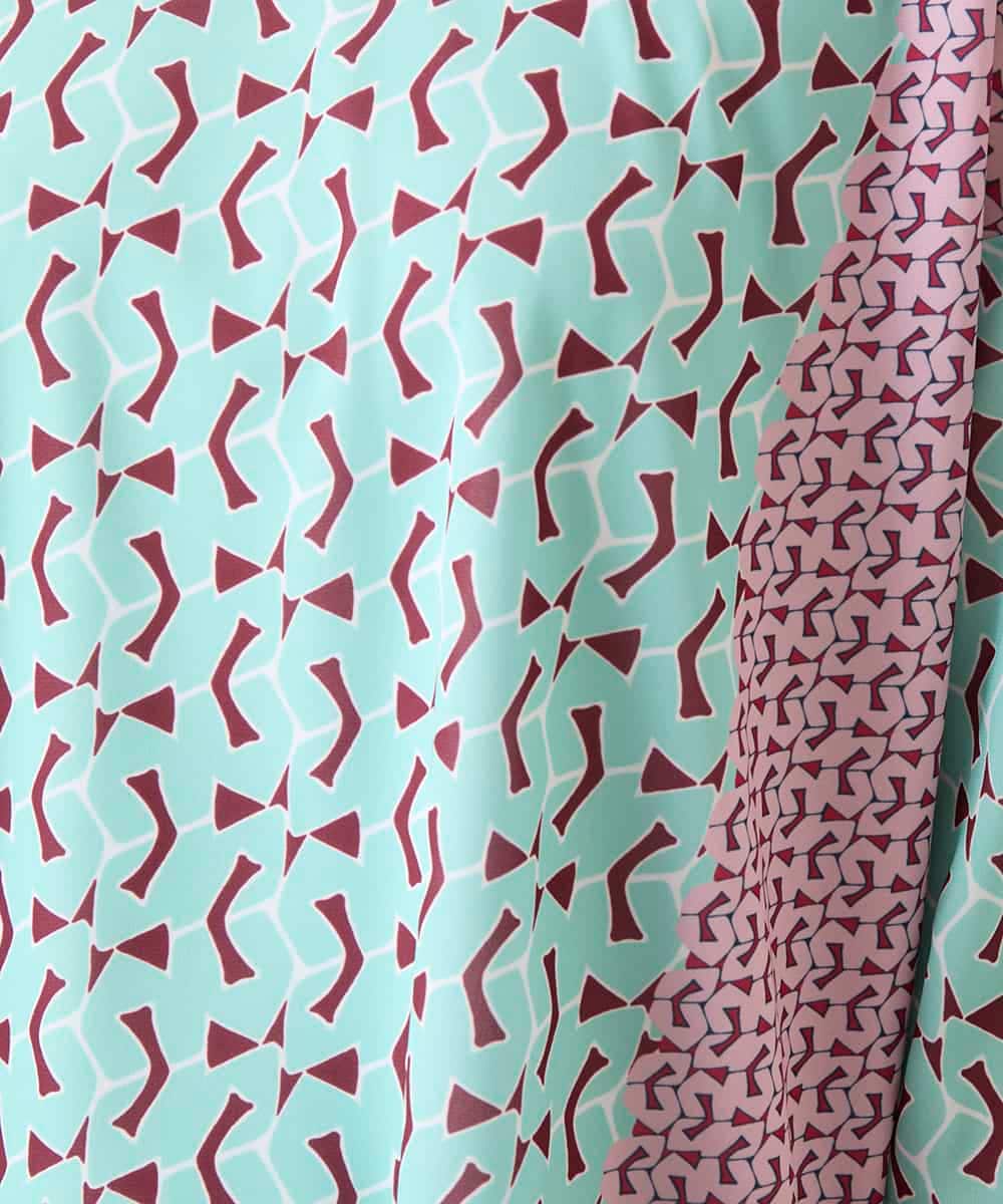 RBKFD40190 HIROKO BIS(ヒロコ ビス) 幾何デザインボックスシルエットブラウス グリーン