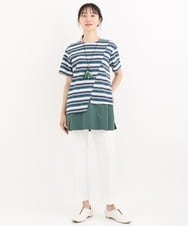 RBKFQ01230 HIROKO BIS(ヒロコ ビス) 【洗える】ジョイントボーダーカットソー グリーン