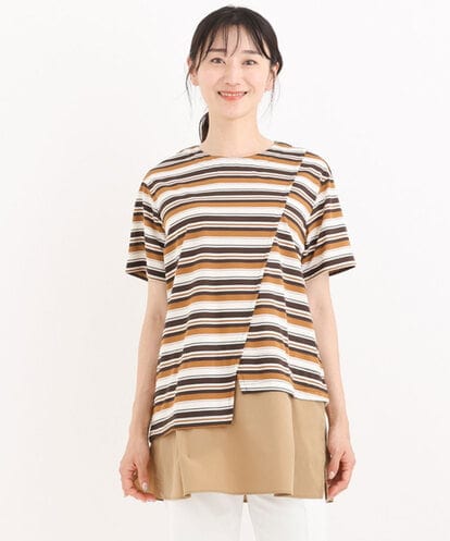 RBKFQ01230 HIROKO BIS 【洗える】ジョイントボーダーカットソー
