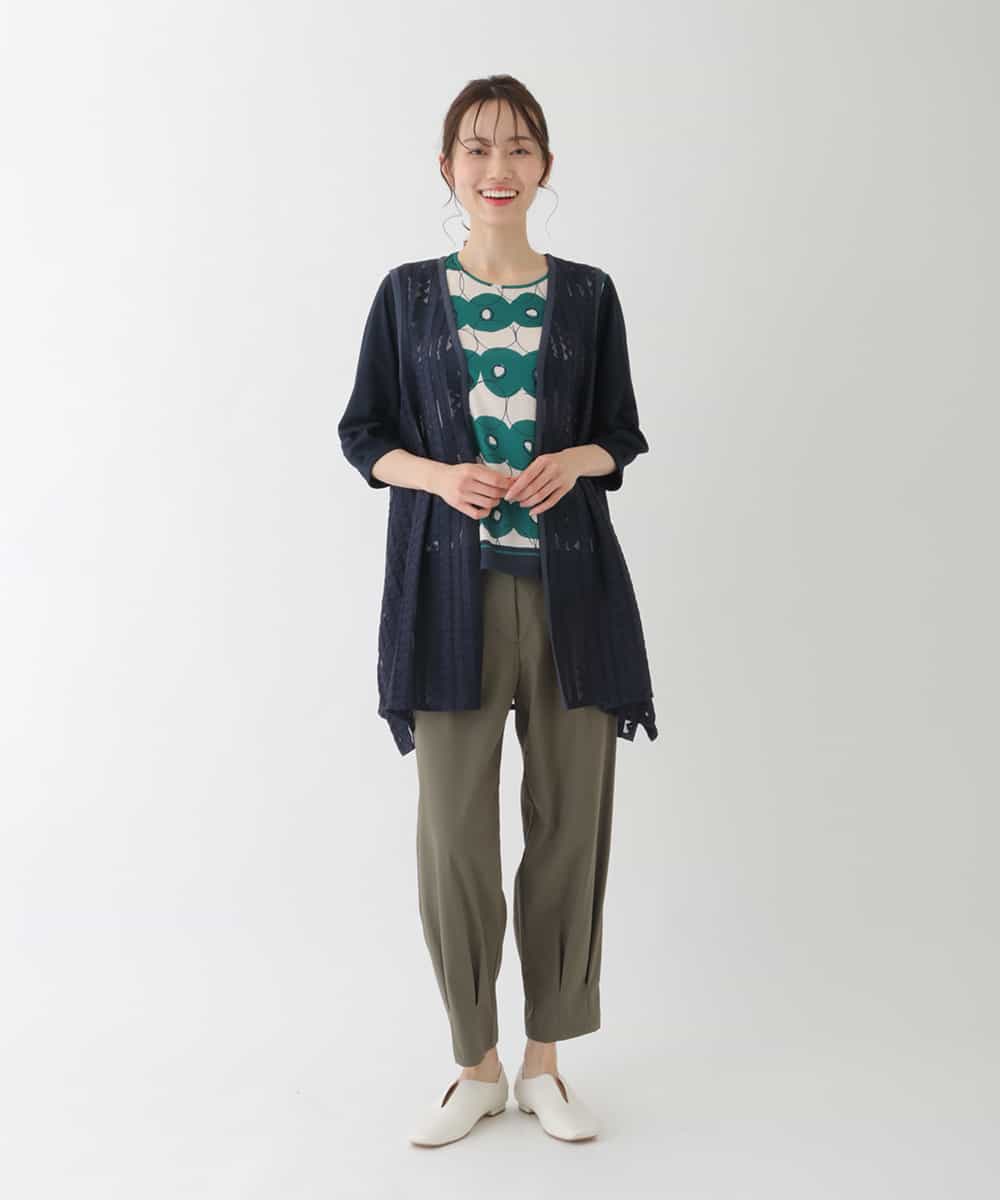 RBKFT15190 HIROKO BIS(ヒロコ ビス) 【洗える】メッシュラッセルストライプジレ ネイビー