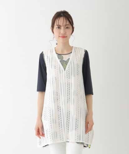 RBKFT15190 HIROKO BIS 【洗える】メッシュラッセルストライプジレ