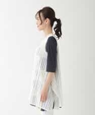 RBKFT15190 HIROKO BIS(ヒロコ ビス) 【洗える】メッシュラッセルストライプジレ ホワイト