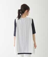 RBKFT15190 HIROKO BIS(ヒロコ ビス) 【洗える】メッシュラッセルストライプジレ ホワイト