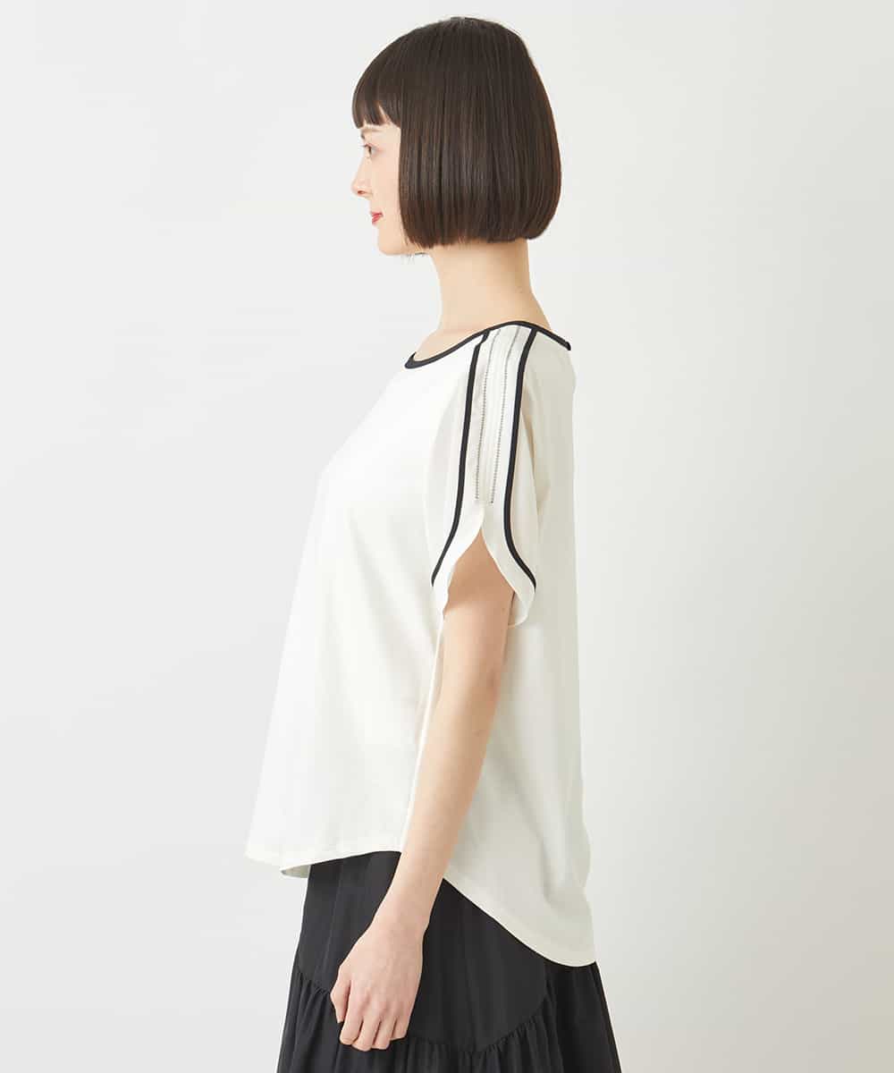 RBKFW37230 HIROKO BIS(ヒロコ ビス) ショルダーステッチデザインTシャツ /洗える ホワイト