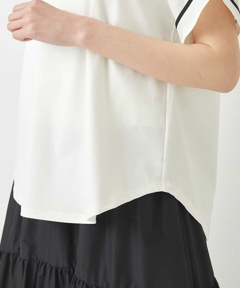 RBKFW37230 HIROKO BIS(ヒロコ ビス) ショルダーステッチデザインTシャツ /洗える ホワイト