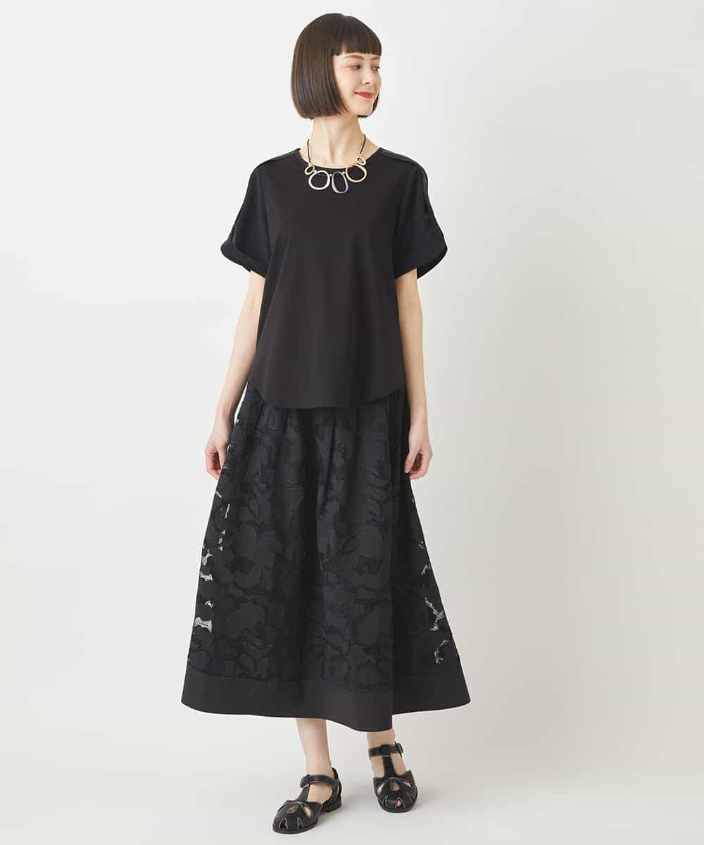 RBKFW37230 HIROKO BIS(ヒロコ ビス) ショルダーステッチデザインTシャツ /洗える ホワイト