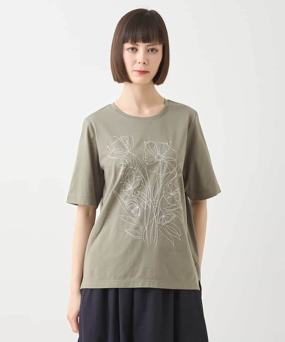 RBKGA07190 HIROKO BIS ステッチ刺繍デザインTシャツ /洗える