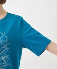 RBKGA07190 HIROKO BIS(ヒロコ ビス) ステッチ刺繍デザインTシャツ /洗える ブルー