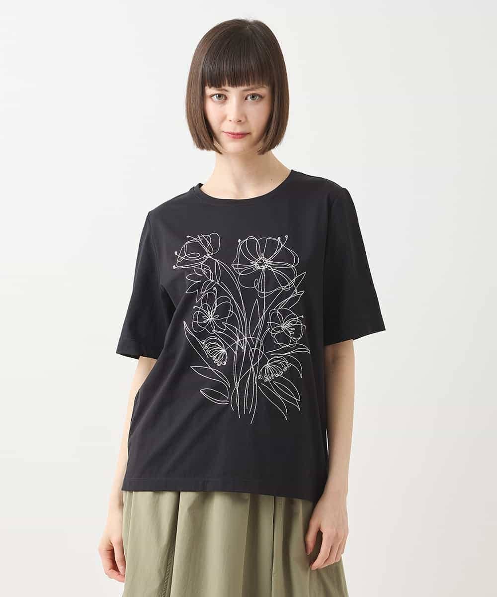 RBKGA07190 HIROKO BIS ステッチ刺繍デザインTシャツ /洗える