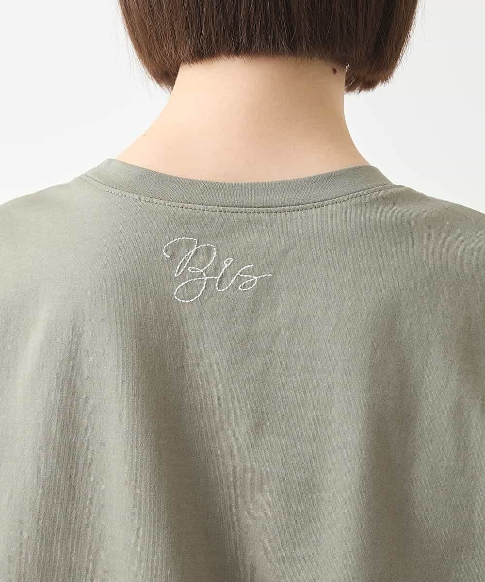 RBKGA08190 HIROKO BIS(ヒロコ ビス) ステッチ刺繍デザインチュニックTシャツ /洗える カーキ