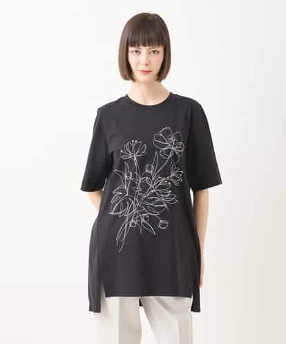 RBKGA08190 HIROKO BIS ステッチ刺繍デザインチュニックTシャツ /洗える