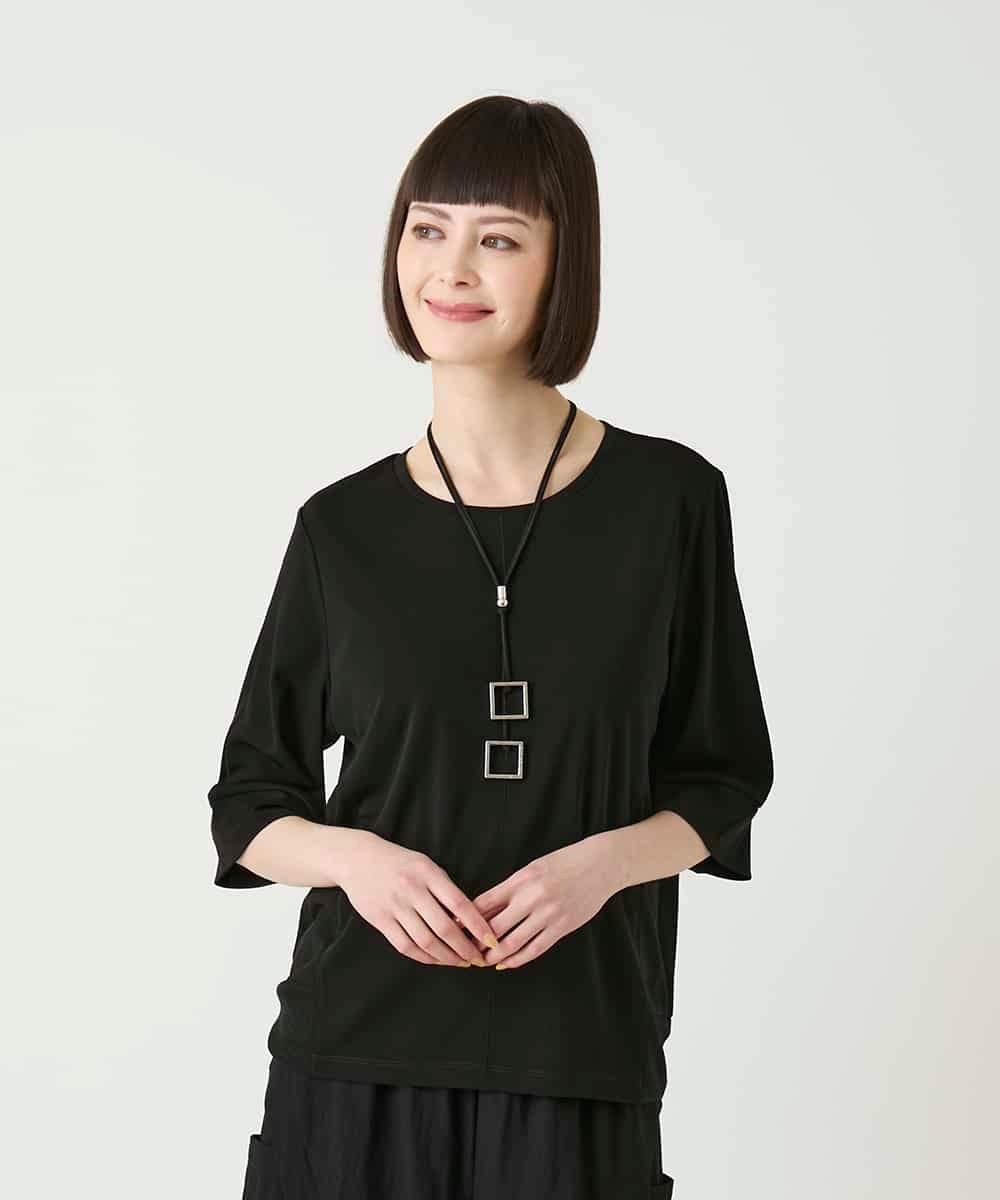 RBKGE01230 HIROKO BIS(ヒロコ ビス) 切り替えリブハーフスリーブカットソー ブラック