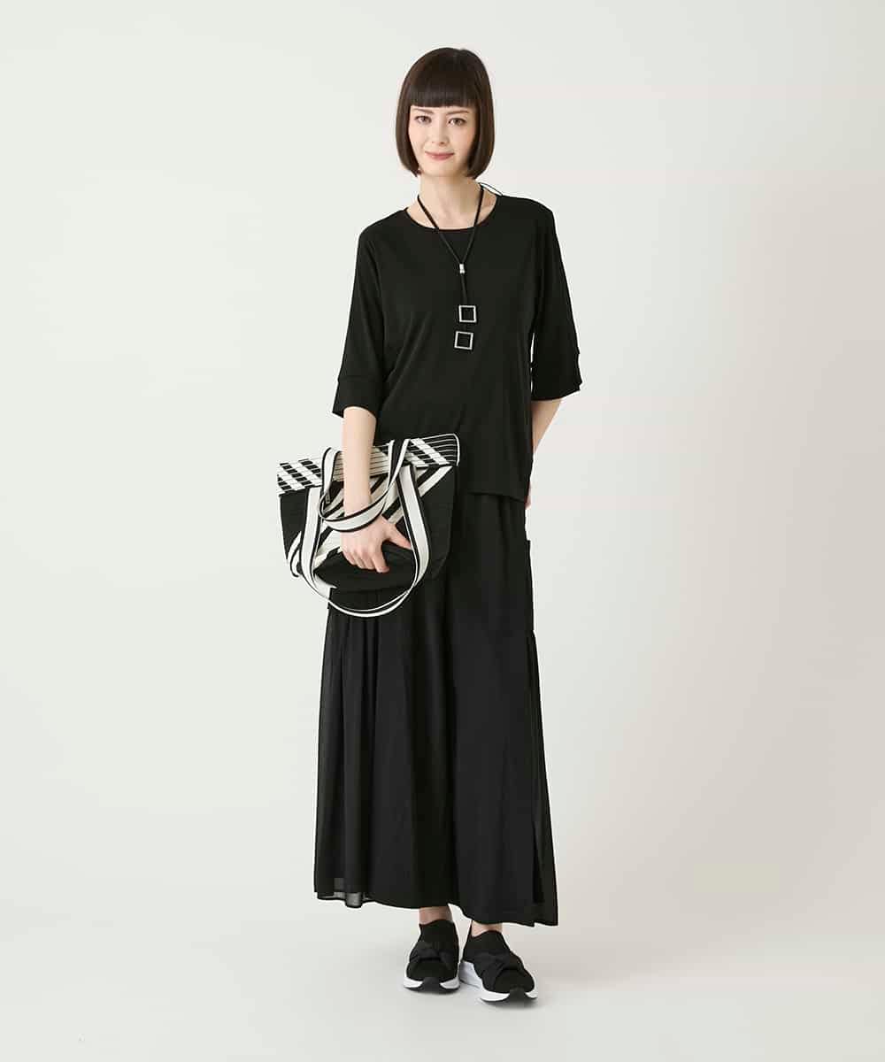 RBKGE01230 HIROKO BIS(ヒロコ ビス) 切り替えリブハーフスリーブカットソー ブラック