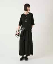 RBKGE01230 HIROKO BIS(ヒロコ ビス) 切り替えリブハーフスリーブカットソー ブラック