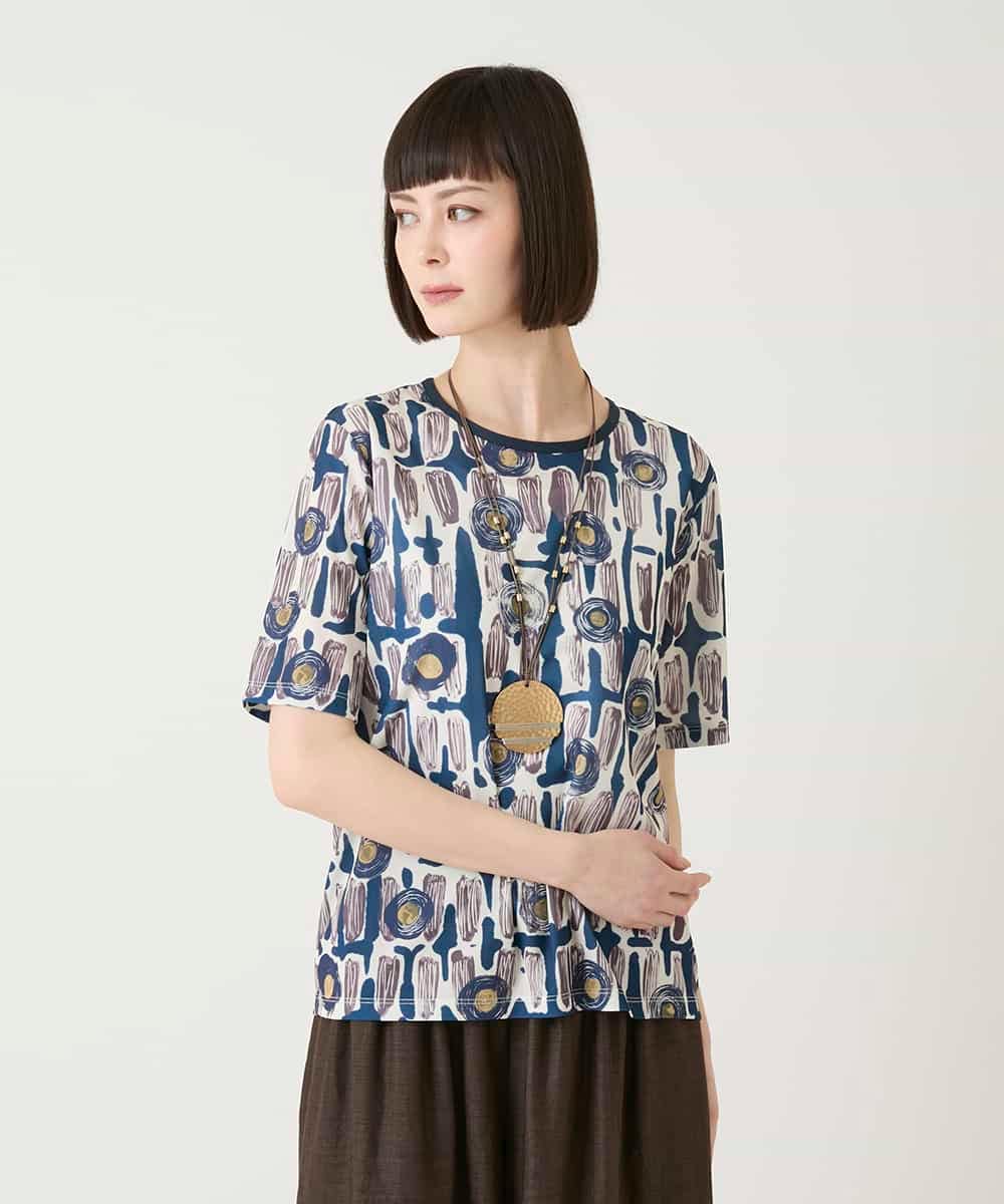 RBKGE03190 HIROKO BIS(ヒロコ ビス) エスニックグラフィックデザインカットソー ベージュ