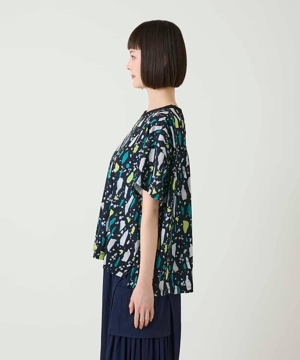 RBKGE23210 HIROKO BIS(ヒロコ ビス) 幾何柄デザインカットソー ネイビー