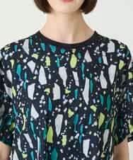 RBKGE23210 HIROKO BIS(ヒロコ ビス) 幾何柄デザインカットソー ネイビー