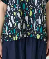 RBKGE23210 HIROKO BIS(ヒロコ ビス) 幾何柄デザインカットソー ネイビー