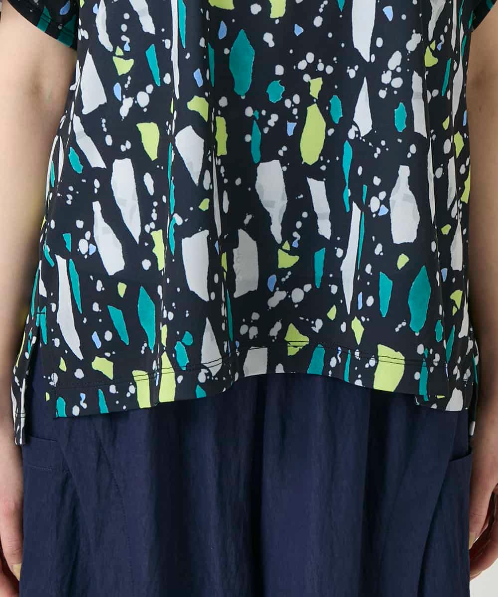 RBKGE23210 HIROKO BIS(ヒロコ ビス) 幾何柄デザインカットソー ネイビー