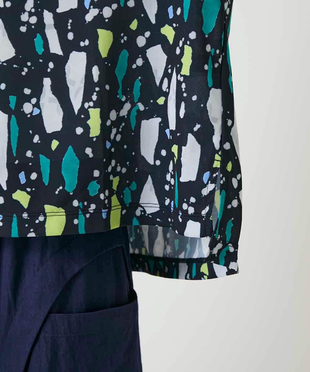 RBKGE23210 HIROKO BIS(ヒロコ ビス) 幾何柄デザインカットソー ネイビー