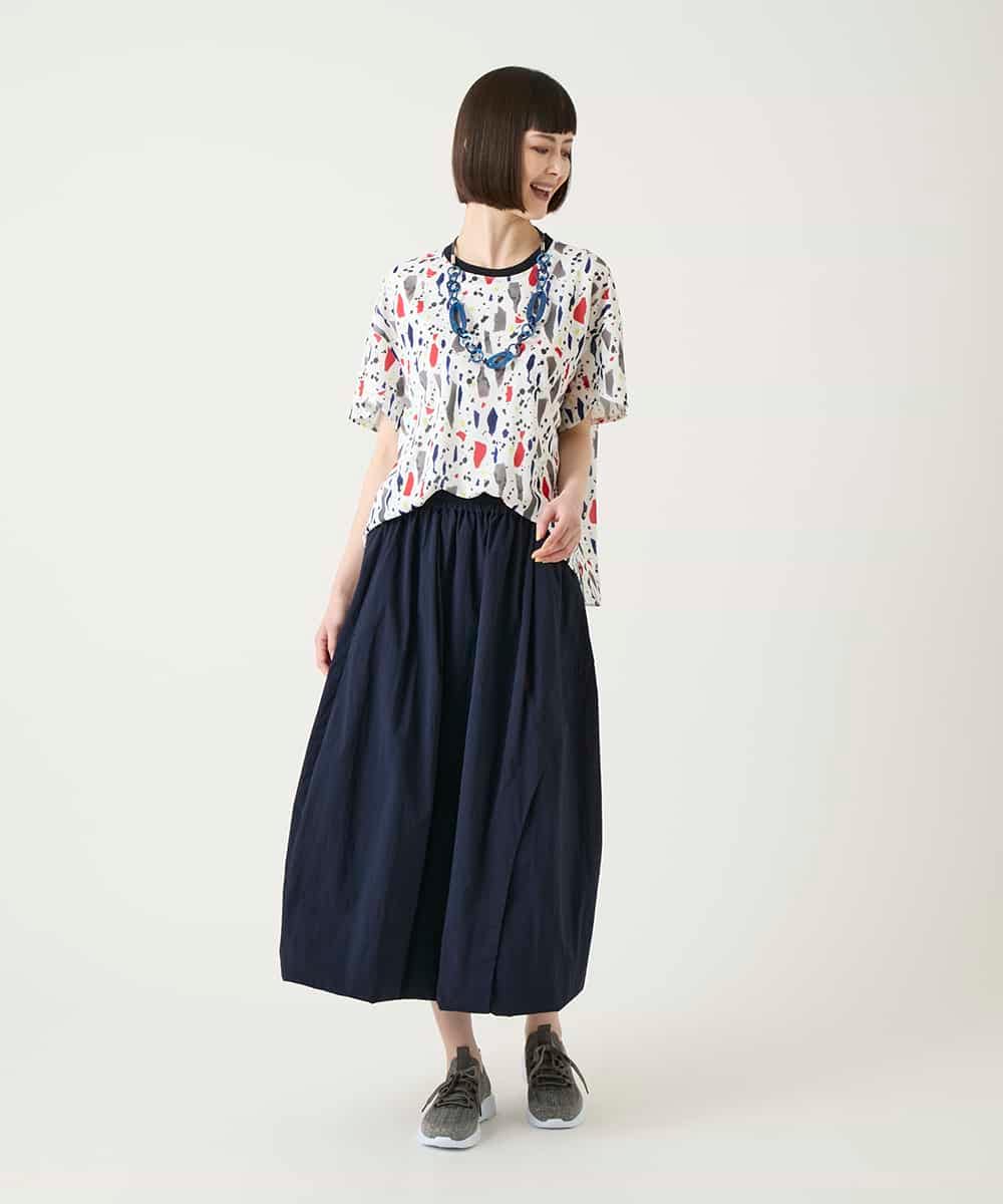 RBKGE23210 HIROKO BIS(ヒロコ ビス) 幾何柄デザインカットソー ネイビー