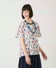 RBKGE23210 HIROKO BIS(ヒロコ ビス) 幾何柄デザインカットソー ネイビー