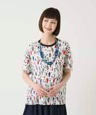 RBKGE23210 HIROKO BIS(ヒロコ ビス) 幾何柄デザインカットソー ホワイト