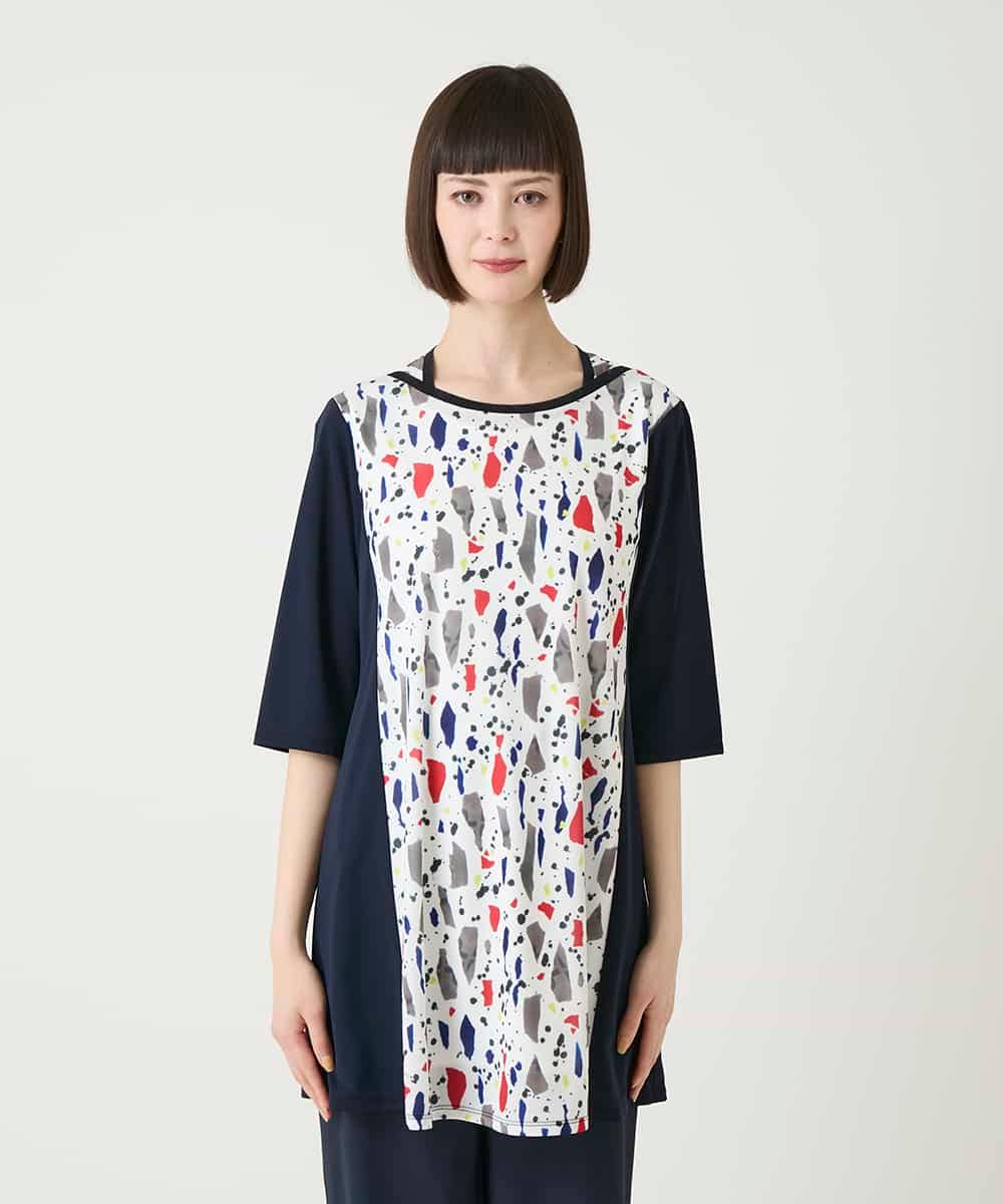 RBKGE24260 HIROKO BIS(ヒロコ ビス) 幾何柄デザインチュニック ホワイト